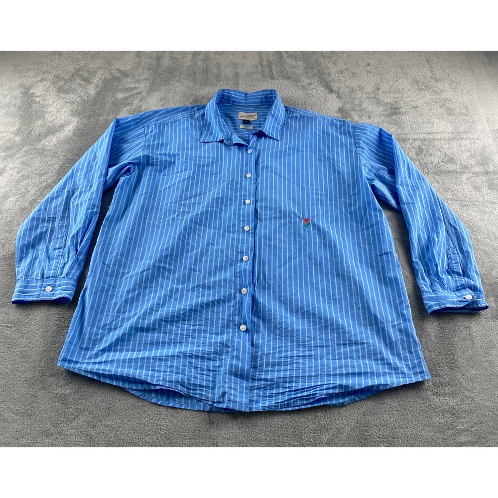 Universal‎ Thread Mens Blue White Striped Button Down Shirt Oversized L.  Floral